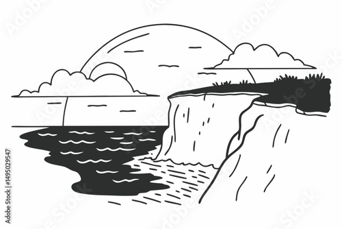 breathtaking cliffside overlooking vast ocean vector illustration