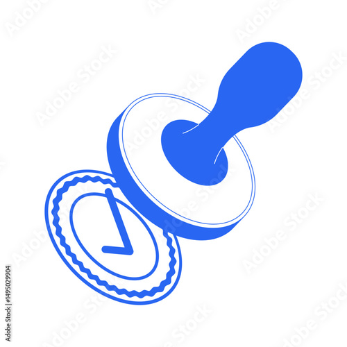 Rubber stamp with approved check mark line onboarding ui illustration. Rubberstamp validate sign. Certification. Approval compliance outline 2D concept isolated. Ink linear metaphor vector art