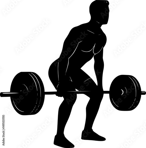 Deadlift Gym exercise Silhouette illustration isolated on a white background
