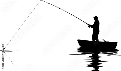 Fisherman Fishing Silhouette illustration isolated on a white background
