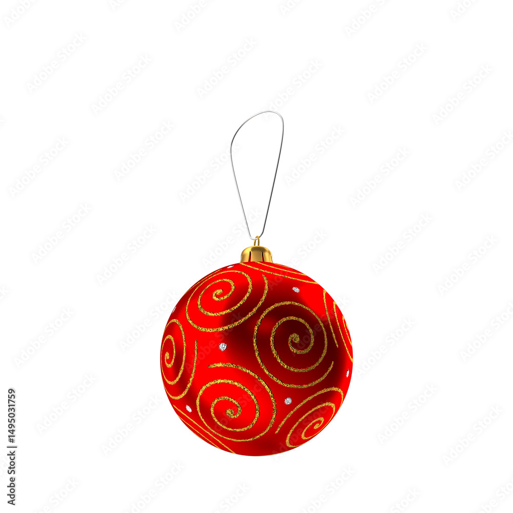 Fototapeta premium red Christmas ball ornament isolated on white background