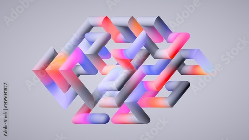 3d render, abstract background of tangled colorful tubes, modern multicolored wallpaper