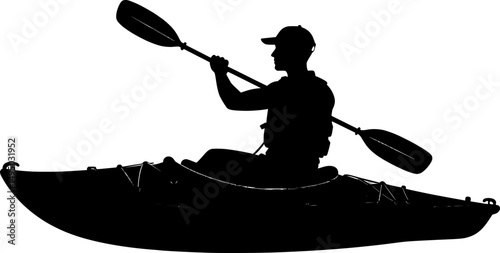 Kayaking silhouette vector illustration isolated on a white background
