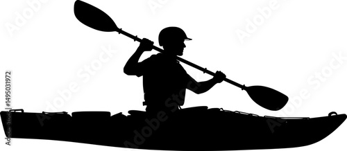 Kayaking silhouette vector illustration isolated on a white background
