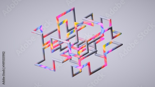 Fototapeta Naklejka Na Ścianę i Meble -  3d rendering, abstract tangled colorful tubes isolated on light background, modern multicolored wallpaper