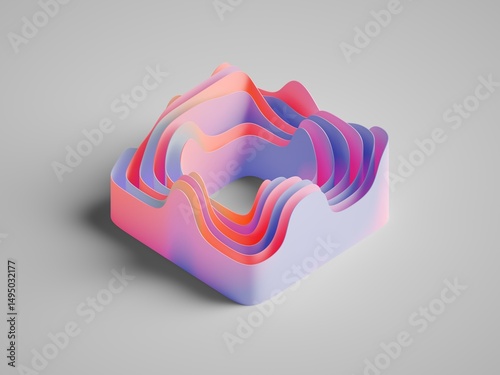 Fototapeta Naklejka Na Ścianę i Meble -  Abstract wallpaper. Multicolored modern unique shape isolated on white background, folded 3d gradient ribbon