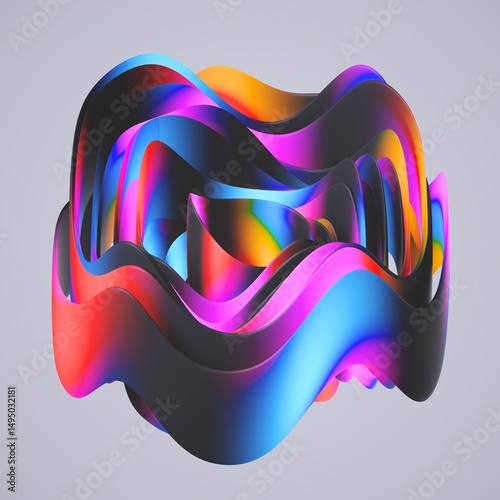 Fototapeta Naklejka Na Ścianę i Meble -  abstract multicolored ribbon knot isolated on neutral background, simple modern object, 3d render