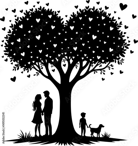 Romantic Couple Under Tree Silhouette