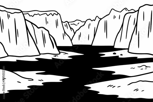 remote icy archipelago with towering glaciers vector illustration