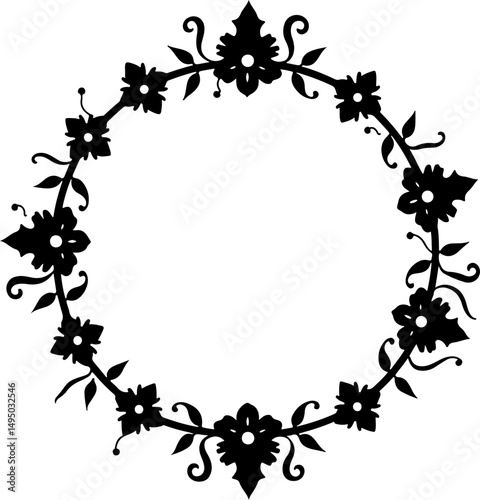 Ornate Floral Silhouette Tree