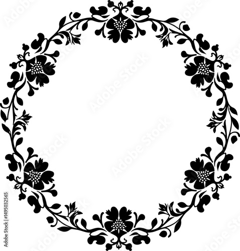 Ornate Floral Silhouette Tree