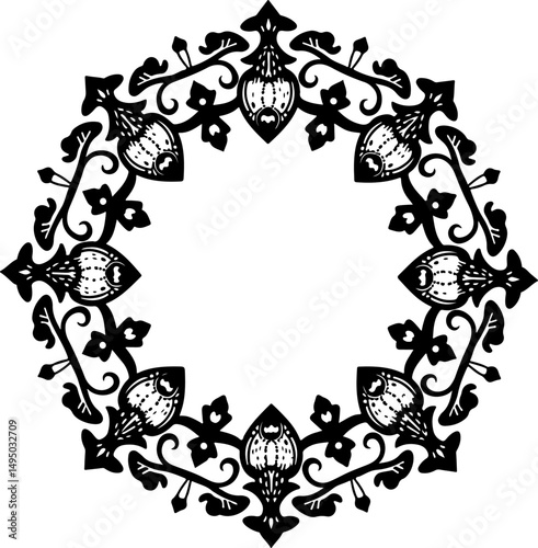 Ornate Floral Silhouette Tree