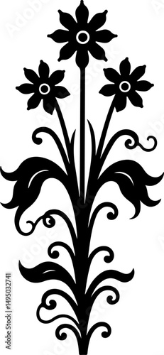 Ornate Floral Silhouette Tree