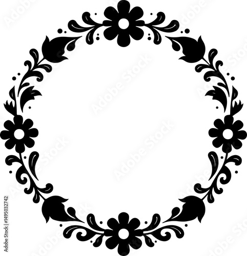 Ornate Floral Silhouette Tree