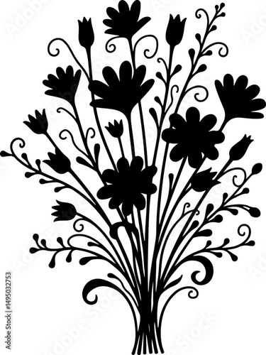 Ornate Floral Silhouette Tree