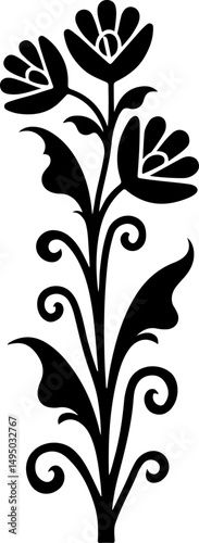 Ornate Floral Silhouette Tree