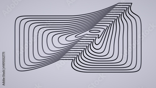 Fototapeta Naklejka Na Ścianę i Meble -  3d rendering, abstract geometric background with blend black lines, modern minimalist wallpaper