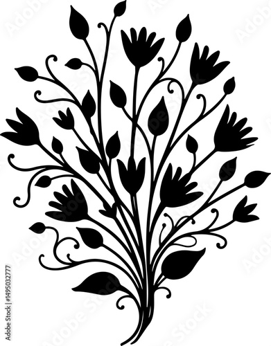 Ornate Floral Silhouette Tree