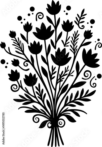 Ornate Floral Silhouette Tree