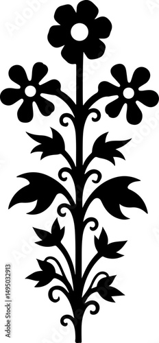 Ornate Floral Silhouette Tree