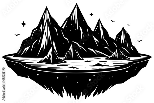 remote icy archipelago with towering glaciers vector illustration