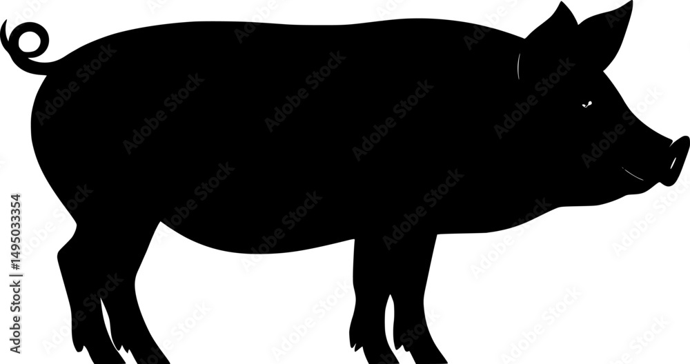 Pig Silhouette isolated on white background Minimalist pig vector shape icon pig silhouette, Pig Silhouette isolated on white background Minimalist pig vector shape icon pig silhouette,