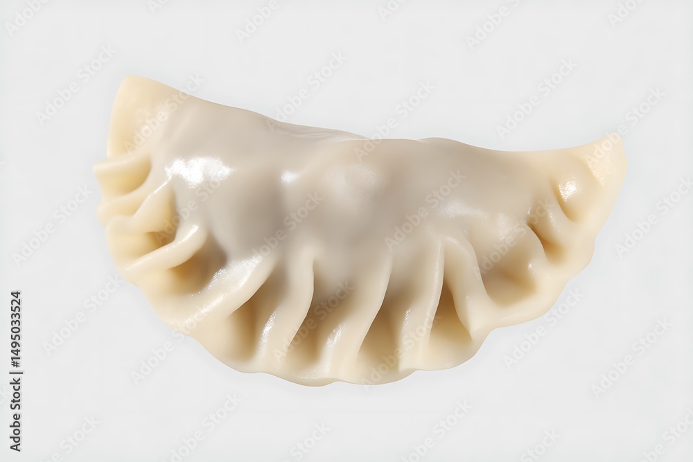 Naklejka premium Single steamed dumpling on a white surface