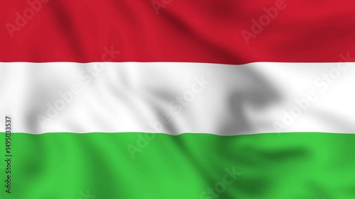 Waving Hungary flag animation loop 4K video National symbol.