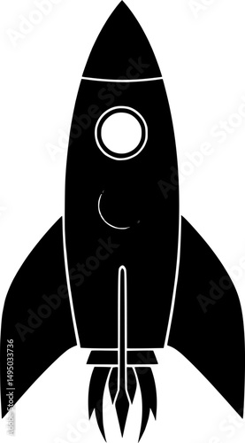 Space rocket ship silhouette vector illustration isolated on a white background

