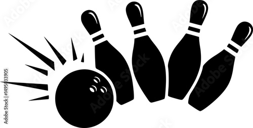 Bowling ball strike pin silhouette vector illustration isolated on a white background
