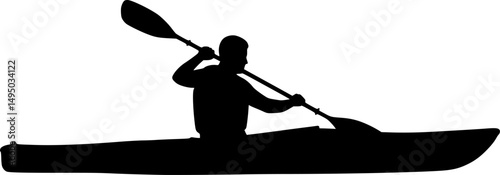 Kayaking silhouette vector illustration isolated on a white background
