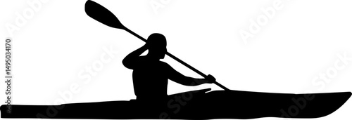 Kayaking silhouette vector illustration isolated on a white background
