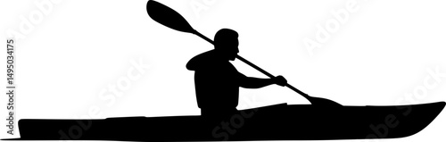Kayaking silhouette vector illustration isolated on a white background
