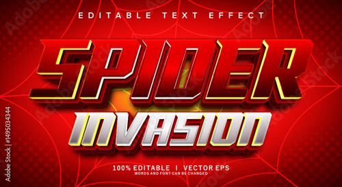 spider invasion vector text effect with modern style design