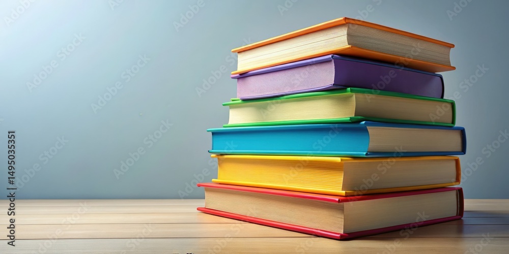 Fototapeta premium Stack of Hardcover Books, Blank Spine, Isolated, Book Mockup, Book Cover Design, Publishing, Literature, Reading, Education
