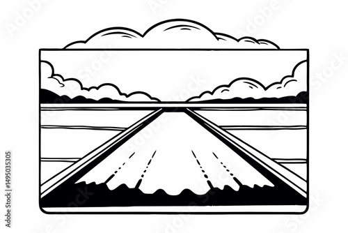 salt flat reflecting sky like a mirror vector illustration
