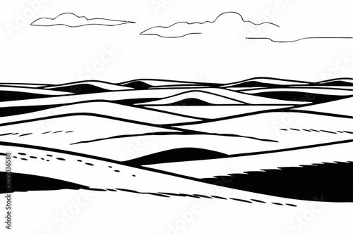 vast desert with rolling sand dunes vector illustration