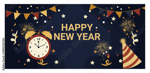 Cheerful  Happy New Year Banner Illustrations with Varied Festive Designs-02