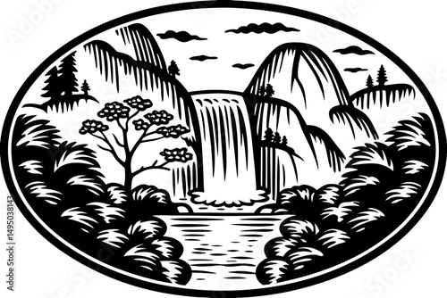Secluded cove with dramatic cliffs and a hidden beach vector illustration