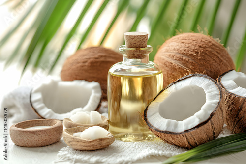 Fresh Coconut Oil with Tropical Decor