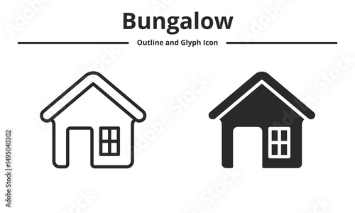 bungalow icon pack with style outline and glyph