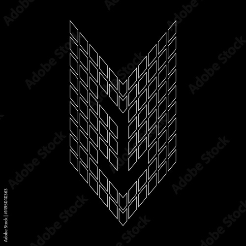 Outline Number 1 Real Estate. This Outline Number is formed by an arrangement of small squares. Perfect for t-shirts, sports cars, motor sports, property, architecture, construction, and buildings.
