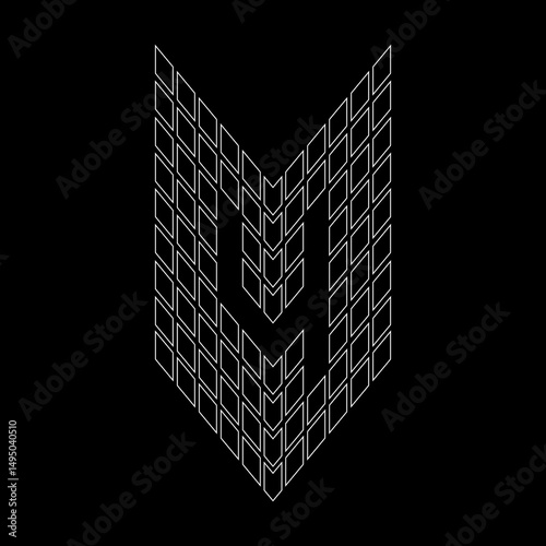 Outline Number 4 Real Estate. This Outline Number is formed by an arrangement of small squares. Perfect for t-shirts, sports cars, motor sports, property, architecture, construction, and buildings.