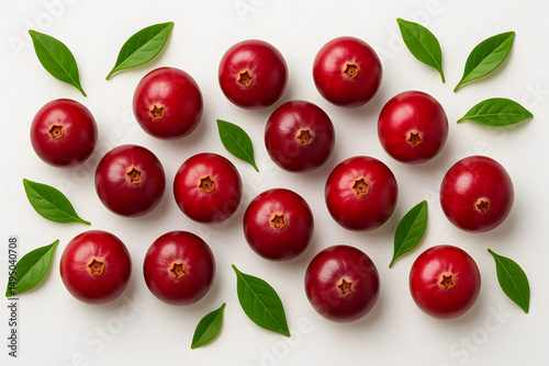 Wallpaper Mural Fresh Cranberries and Green Leaves Torontodigital.ca