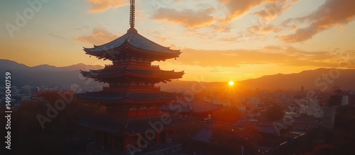 Pagoda at Sunset in Kyoto Japan