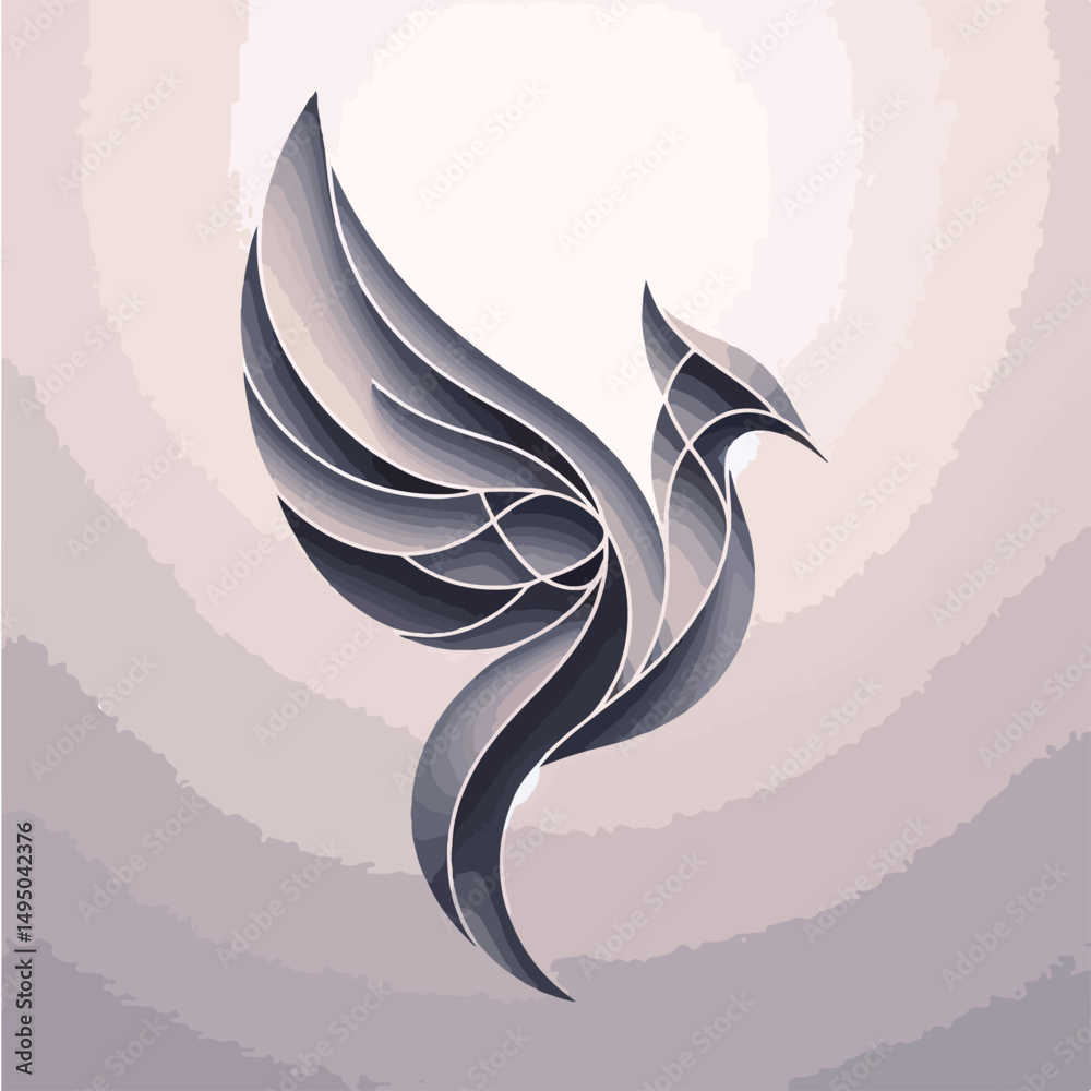 Fototapeta premium dove with abstract design and soft and simple background