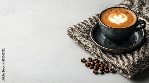Aromatic latte art on a textured surface