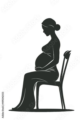pregnant woman silhouette, sitting on chair