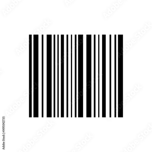 Barcode icon, Product scan symbol, retail code sign, identification label, inventory barcode, product tracking element, scan code design, vector illustration, bar code on white background. photo
