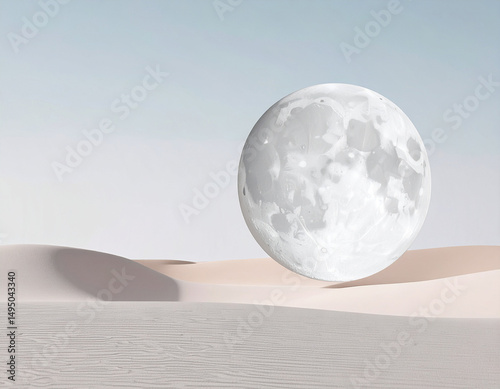 Abstract surreali image of a moon in desert